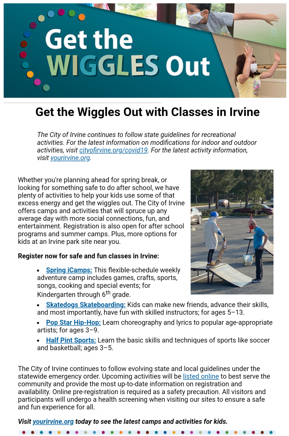 City of Irvine Spring & Summer Camps Vista Verde PTA