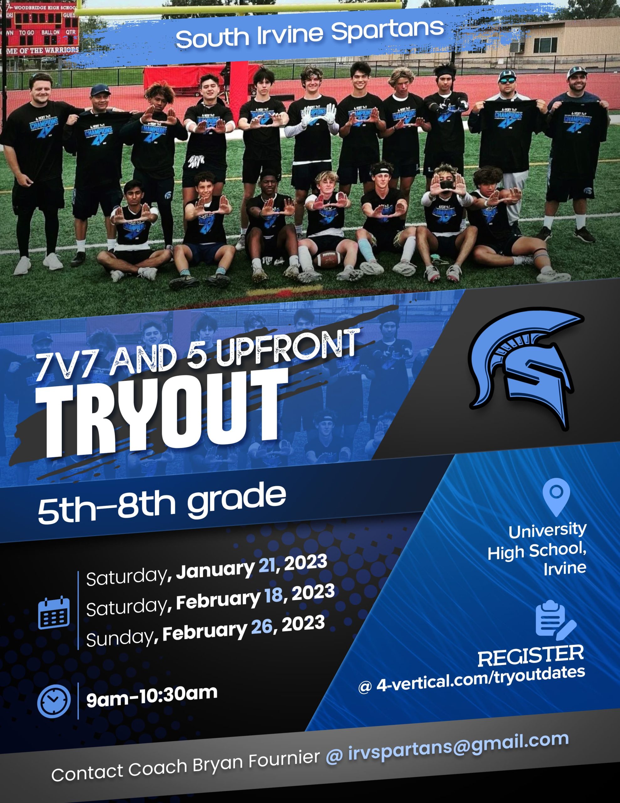 4Vert Football Tryout Camp Vista Verde PTA