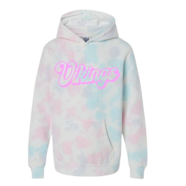 Vikings Collection Youth Tie-Dye Hoodie (Cotton Candy)