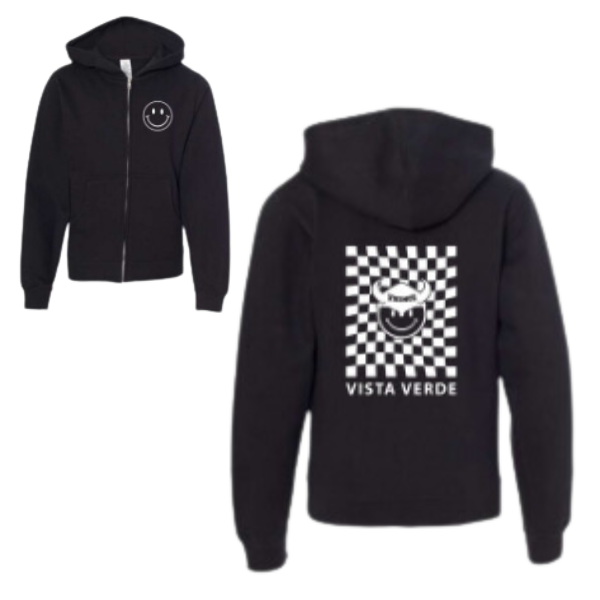 Checkboard Collection Youth Zip Hoodie (Black)