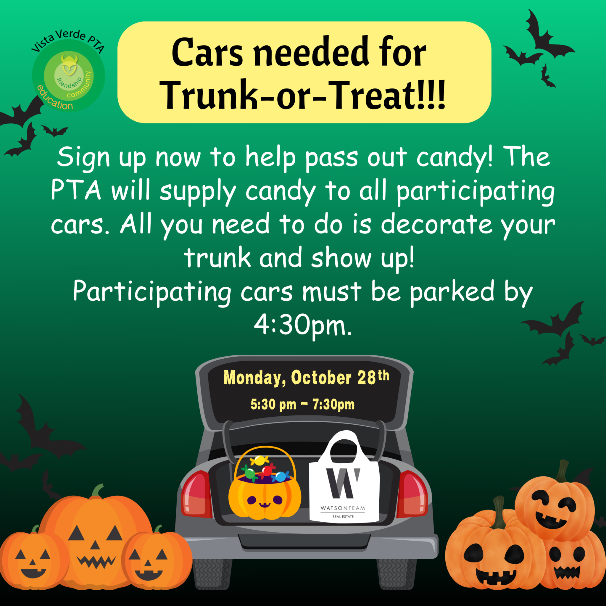 TrunkorTreat 2024 Vehicle Registration Vista Verde PTA