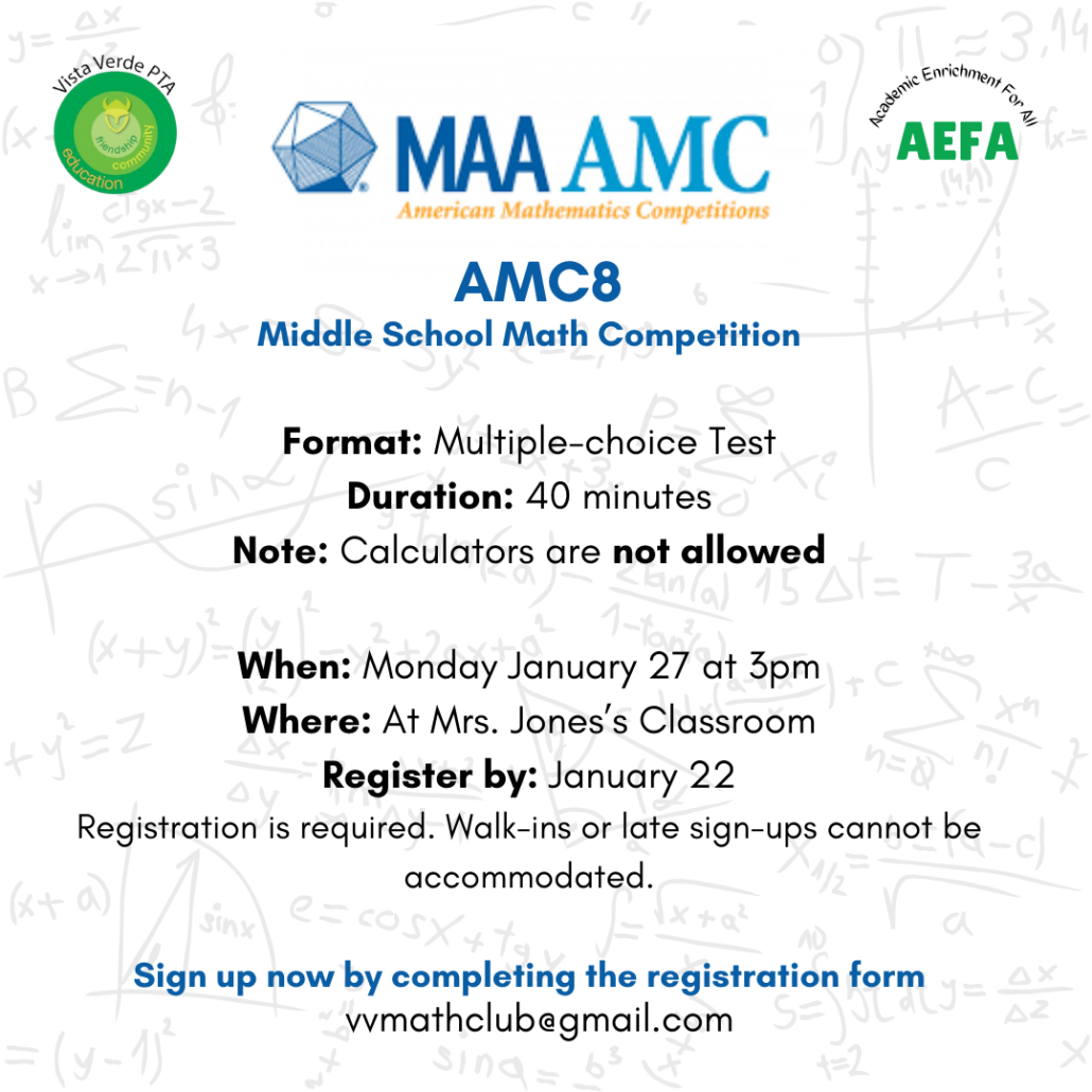 AMC8 Middle School Math Competition – Vista Verde PTA