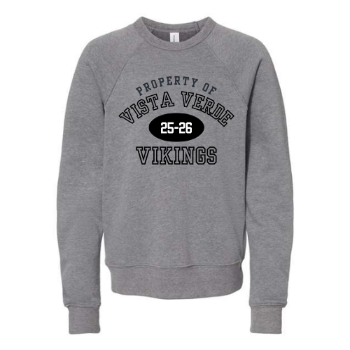 PROPERTY OF VV Bella+Canvas Adult Sponge Fleece Crewneck Sweatshirt Grey Triblend