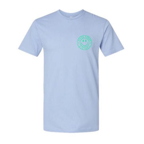 SMILEY FACE VV LAT Youth Fine Jersey Tee Light Blue